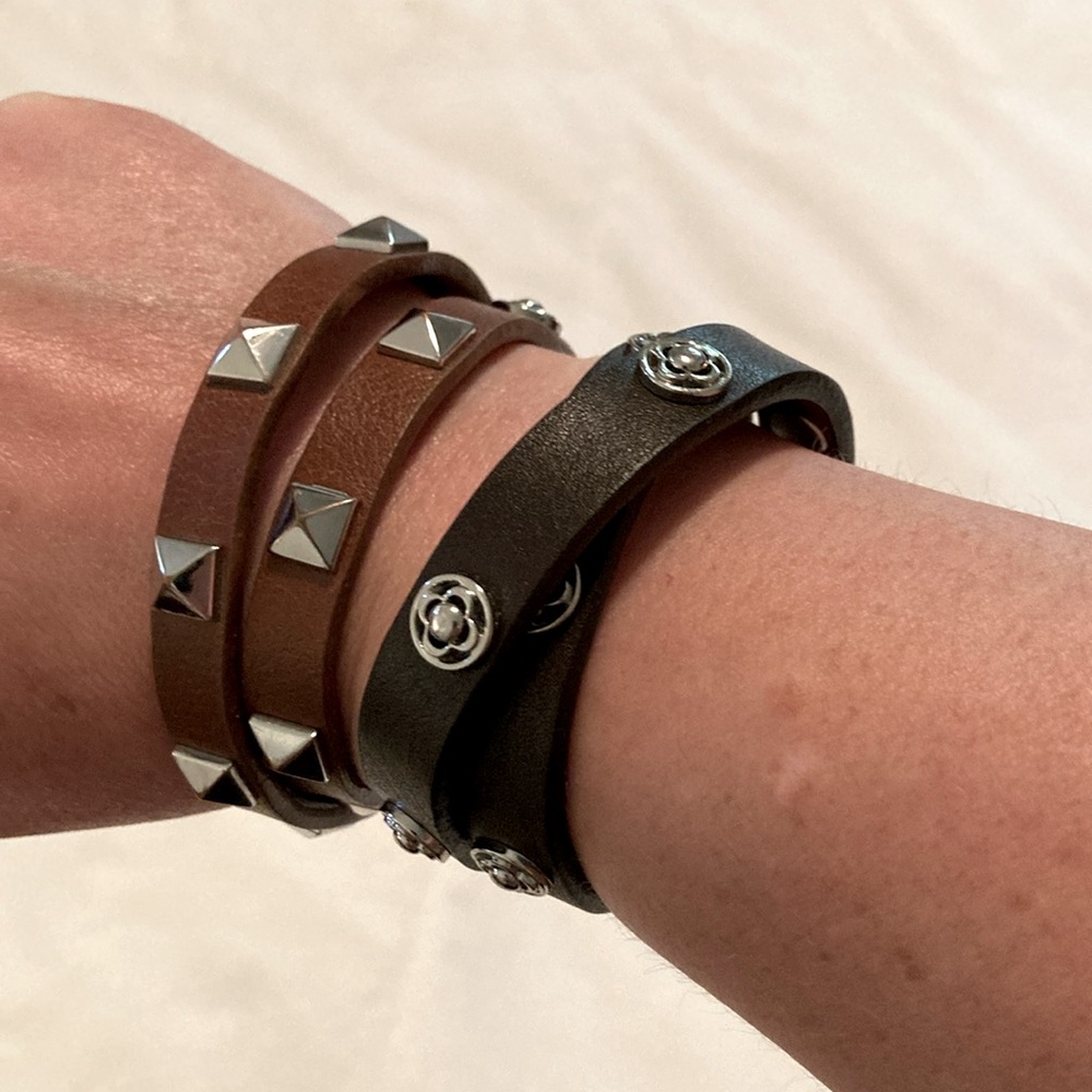 2 Leather Sterling silver Wrap bracelets Stella & Dot